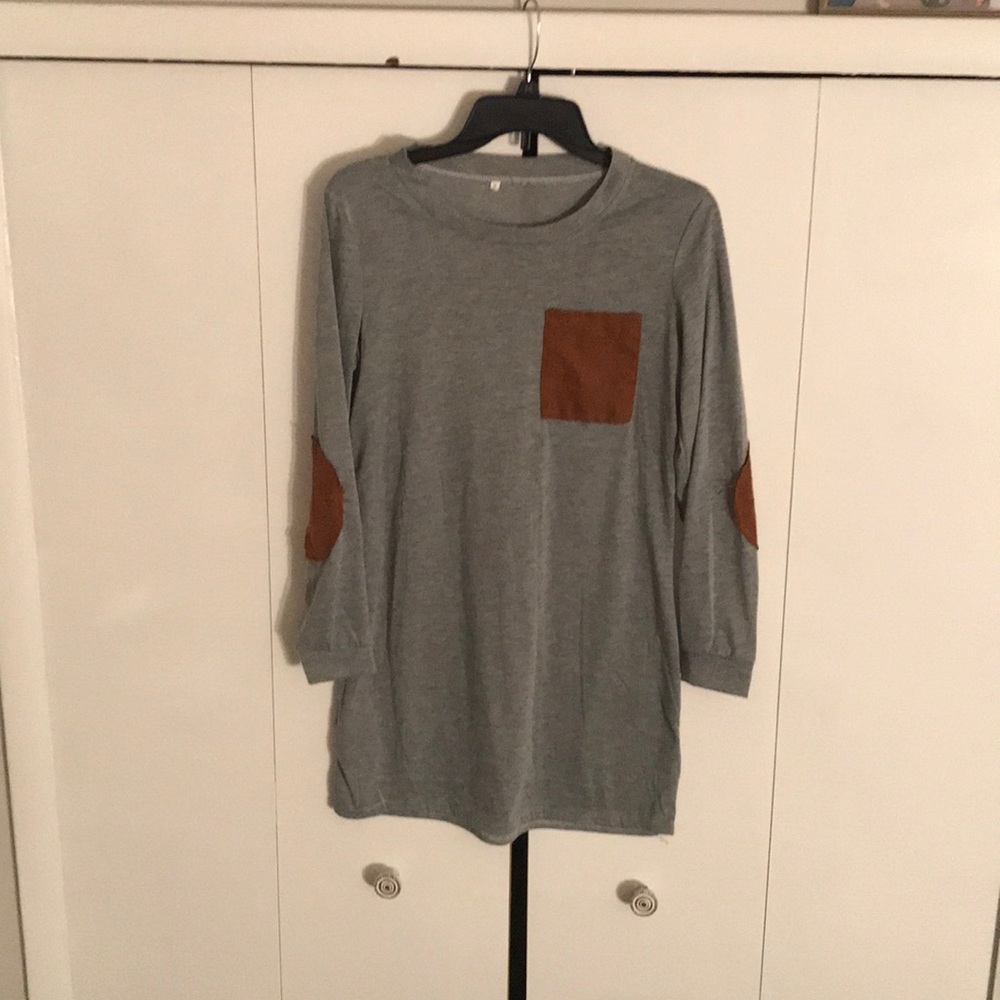Gray dress with brown patches